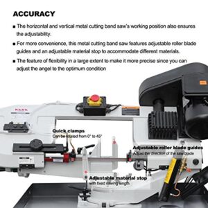 KAKA INDUSTRIAL BS-712R, 7"x12" Metal Band Saw, the bow can be swiveled between 45° and 90°Solid Design, Metal Cutting Band Saw, High Precision Metal Band Saw with 1.5HP motor 115V230V-60HZ 1PH