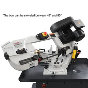 KAKA INDUSTRIAL BS-712R, 7"x12" Metal Band Saw, the bow can be swiveled between 45° and 90°Solid Design, Metal Cutting Band Saw, High Precision Metal Band Saw with 1.5HP motor 115V230V-60HZ 1PH