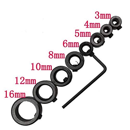 OSOF 7Pcs 12" Extra Long Wood Drill Bit 4/5/6/7/8/10/12mm 300mm Brad Point Wood Working Tool + 8Pcs Drill Stop Set for 1/8,3/16,1/4,5/16,3/8,7/16,1/2,5/8inch Diam Drill Depth Stop Collar Ring Bit