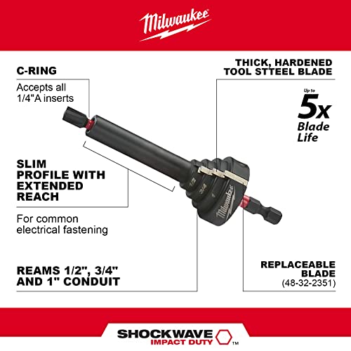 Milwaukee 48-32-2350 SHOCKWAVE Conduit Reaming Bit Holder 1/2in, 3/4in & 1in EMT (Limited Edition)