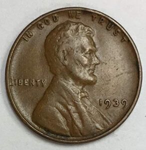 1939 p lincoln wheat penny average circulated good to fine