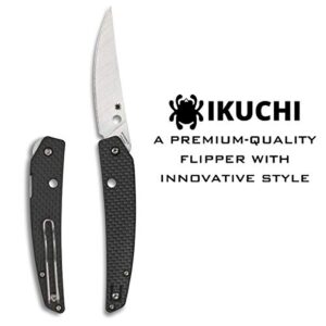 Spyderco Ikuchi Flipper Folding Utility Pocket Knife with 3.26" CPM S30V Stainless Steel Blade and Carbon Fiber G-10 Laminate Handle - PlainEdge - C242CFP