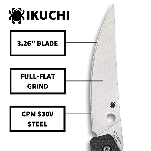 Spyderco Ikuchi Flipper Folding Utility Pocket Knife with 3.26" CPM S30V Stainless Steel Blade and Carbon Fiber G-10 Laminate Handle - PlainEdge - C242CFP