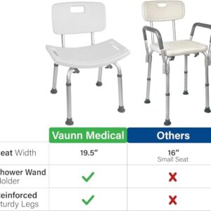 Vaunn Tool-Free Assembly Adjustable Shower Chair Spa Bathtub Seat Bench with Removable Back