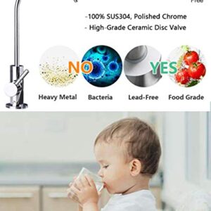 ESOW Kitchen Water Filter Faucet, 100% Lead-Free Drinking Water Faucet Fits Most Reverse Osmosis Units or Water Filtration System in Non-Air Gap, Stainless Steel 304 Body Polished Chrome Finish