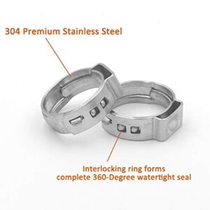 ISPINNER PEX Cinch Clamps, 100pcs 1/2 Inch 304 Stainless Steel PEX Clamps