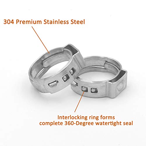 ISPINNER PEX Cinch Clamps, 100pcs 1/2 Inch 304 Stainless Steel PEX Clamps