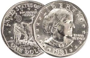 1981 p, d, s susan b. anthony dollar 3 coin set uncirculated