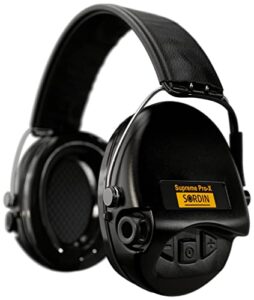 sordin supreme pro-x ear defenders for hunting & shooting - active & electronic - leather band & gel kits - black ear muffs