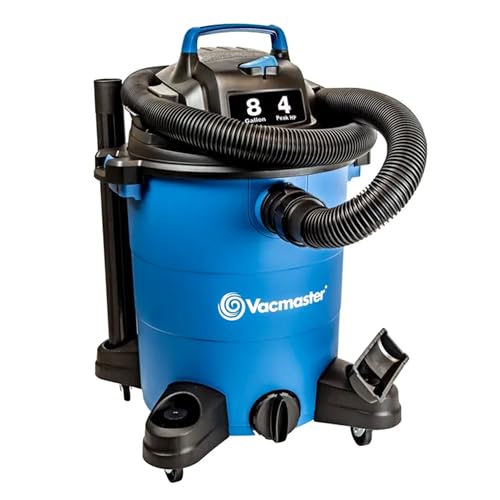 Vacmaster Wet Dry Vacuum 4 Peak HP 8 Gallon Shop Vacuum Portable Lightweight with 14.9KPa Powerful Suction for Dog Hair,Car,Garage,Workshop