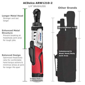 ACDelco ARW1210-2T G12 Series 12V Cordless Li-ion 1/4” 45 ft-lbs. Brushless Ratchet Wrench - Bare Tool Only