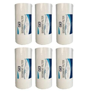 ipw industries inc. whole house sediment water filter - 20 micron sediment filter - full flow filter compatible with pelican and other 10" x 4.5" filtration systems (6 pack of filters)