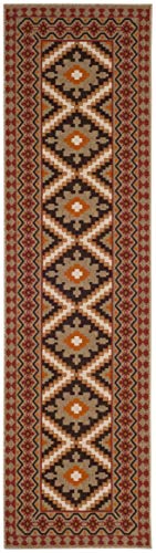 SAFAVIEH Veranda Collection 2'3' x 12' Red / Natural VER099 Boho Indoor/ Outdoor Non-Shedding Easy scrubbing Patio Backyard Porch Deck Mudroom Runner-Rug