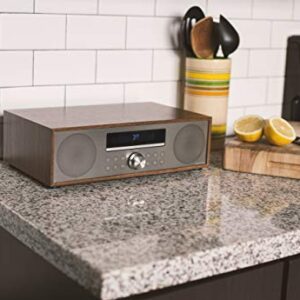 Crosley CR3501A-WA Fleetwood Bluetooth FM Clock Radio and CD Player, Walnut