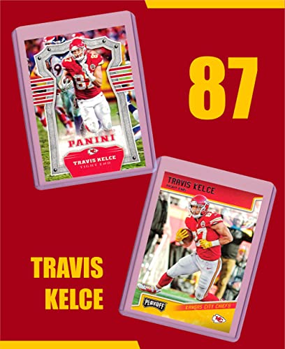 Travis Kelce Football Cards (5) Assorted Bundle - Kansas City Chiefs Trading Card Gift Set