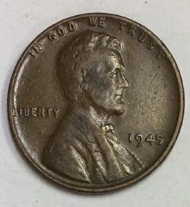 1945 p lincoln wheat penny average circulated good to fine