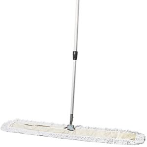 tidy tools commercial dust mop & floor sweeper, 48 in. dust mop for hardwood floors, cotton reusable dust mop head, extendable mop handle, industrial dry mop for floor cleaning & janitorial supplies