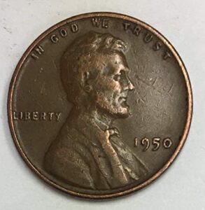 1950 p lincoln wheat penny average circulated good to fine