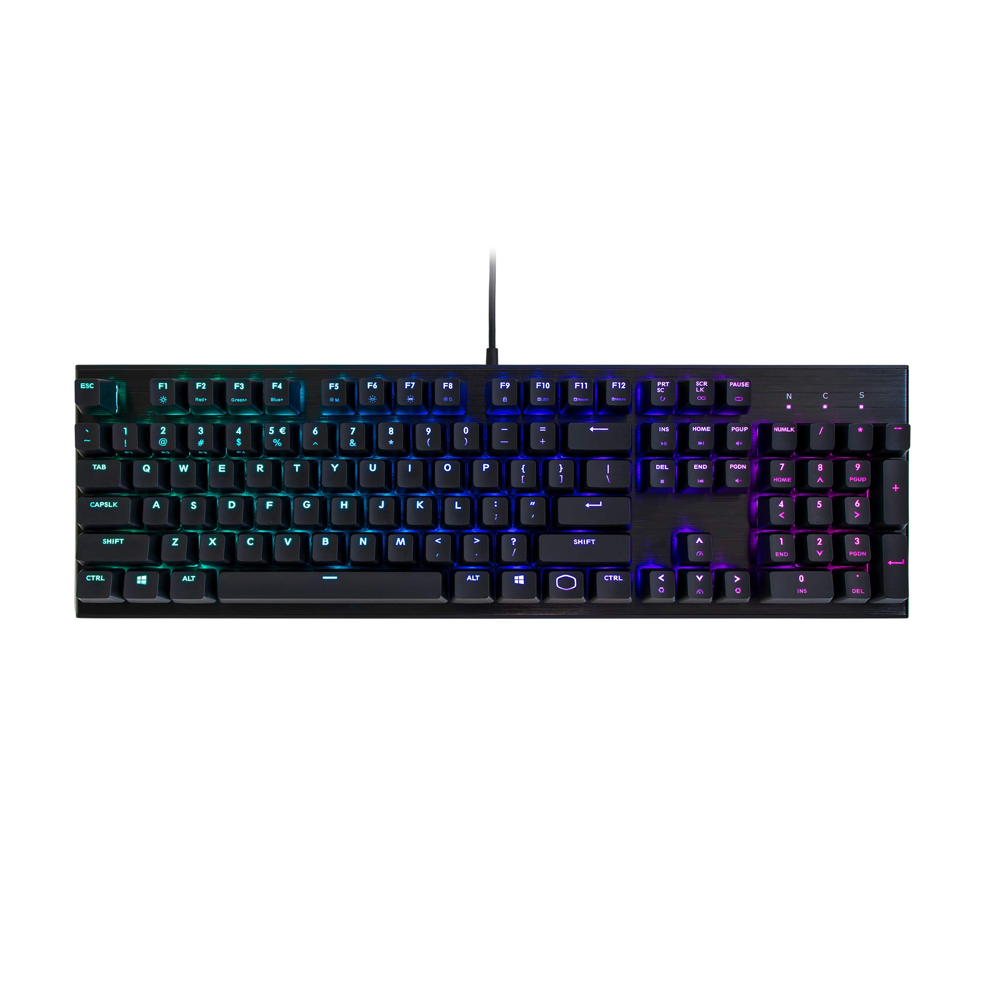 Cooler Master CK552 Full Mechanical Gaming PC Keyboard Gateron Linear Red, Switches, Customizable RGB Illumination, On-The-Fly Controls, Aluminum Top Plate, QWERTY (CK-552-KKGR1-US)