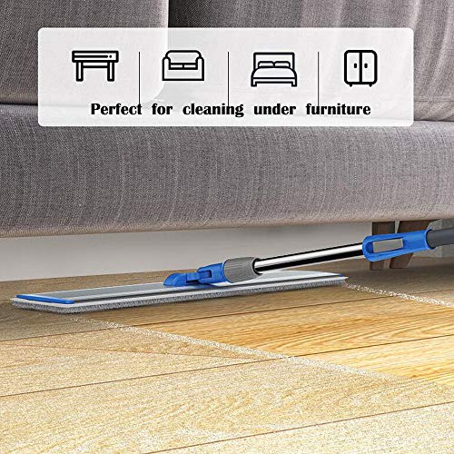 Wet Mop 24" Microfiber Mop Heavy Duty Floor Mop Aluminum Mop Adjustable Stainless Steel Handle 4 Wet and Dry Clothes Floor Cleaning System