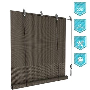 Coarbor Outdoor Roll up Shades Blinds for Porch Patio Shade Exterior Roller Shade Privacy Shade Screen for Deck Pergola Gazebo Brown 5'W x 6'H