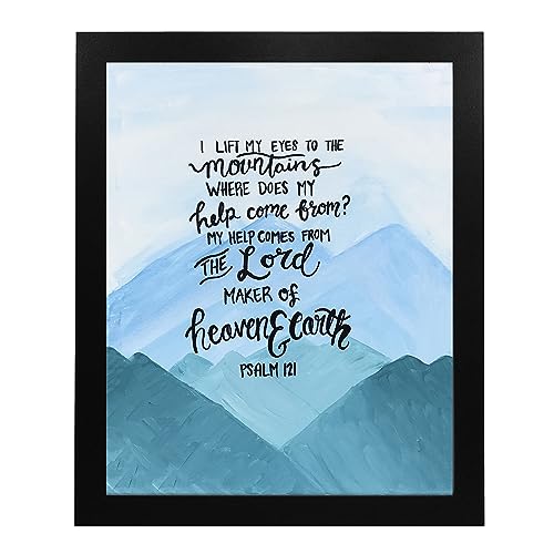 Help Comes From The Lord - Watercolor Christian Wall Decor Print, Mountain Landscape Bible Inspirational Wall Art For Living Room Decor Aesthetic, Home Decor, Office Decor, or Church, Unframed - 8x10
