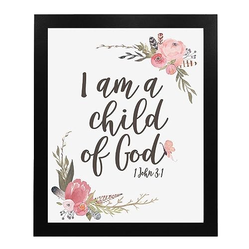 I'm A Child of God - Christian Wall Decor Print, This Bible Scripture Inspirational Wall Art Is A Elegant Flowers Faith Gift For Living Room Decor, Home Decor, Office Decor, Church, Unframed - 8x10