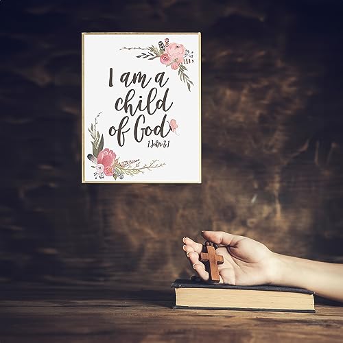 I'm A Child of God - Christian Wall Decor Print, This Bible Scripture Inspirational Wall Art Is A Elegant Flowers Faith Gift For Living Room Decor, Home Decor, Office Decor, Church, Unframed - 8x10