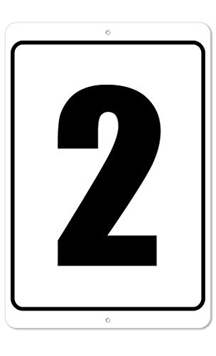 Numbered Sign 2 | 8 x 12 Aluminum Outdoor/Indoor Sign/Area Marker, Curbside Number (2)