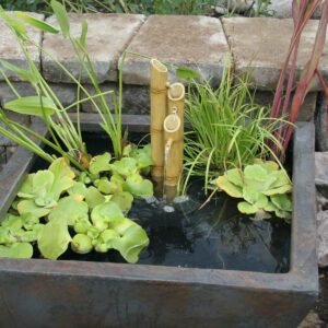 Aquascape 78307 Pouring Three-Tier Bamboo Pond and Garden Water Fountain, Yellow