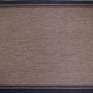 Gertmenian Indoor Outdoor Area Rug, Classic Flatweave, Washable, Stain & UV Resistant Carpet, Deck, Patio, Poolside & Mudroom, 5x7 Ft Standard, Simple Border, Black Nut Brown, 21358