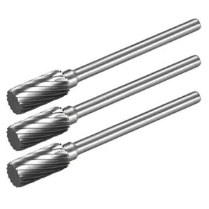 uxcell tungsten carbide rotary files 1/8" shank, single cut top flat cylinder rotary tool 6mm dia, for die grinder drill bit alloy steel hard metal polishing model engineering, 3pcs