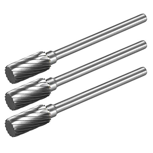 uxcell Tungsten Carbide Rotary Files 1/8" Shank, Single Cut Top Flat Cylinder Rotary Tool 6mm Dia, for Die Grinder Drill Bit Alloy Steel Hard Metal Polishing Model Engineering, 3pcs