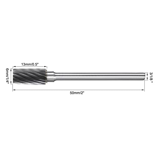 uxcell Tungsten Carbide Rotary Files 1/8" Shank, Single Cut Top Flat Cylinder Rotary Tool 6mm Dia, for Die Grinder Drill Bit Alloy Steel Hard Metal Polishing Model Engineering, 3pcs