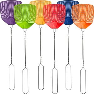 bug & fly swatter – braided metal handle 6 pack fly swatters – indoor/outdoor – flyswatter (21 inch - set of 6)
