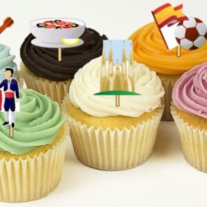 12 Old Spain Country Party Cupcake Toppers Food Picks