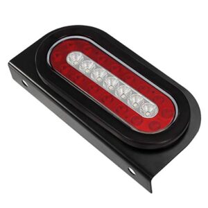 Partsam 2Pcs 6 Inch Oval Led Trailer Tail Lights Red/White 23LED Grommet Mount w Mounting Brackets Waterproof Truck Trailer RV Oval Led Stop Turn Tail Brake Backup Reverse Marker Lights Sealed 12V