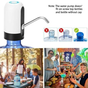 YOMYM Water Bottle Dispenser Portable Electric Water Bottle Pump for Universal 5 Gallon Bottle (Black+White)