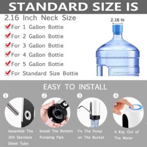 YOMYM Water Bottle Dispenser Portable Electric Water Bottle Pump for Universal 5 Gallon Bottle (Black+White)