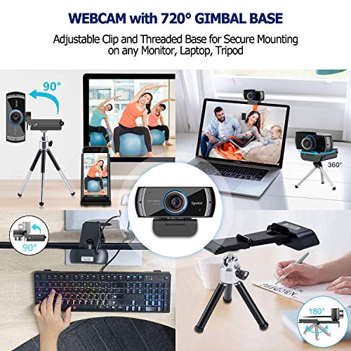 Spedal Streaming Webcam with Microphone, Software 1080P Full HD H.264 USB Computer Web Camera for Desktop Laptop Video Calling, Software can Support Windows/Mac OS