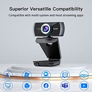 Spedal Streaming Webcam with Microphone, Software 1080P Full HD H.264 USB Computer Web Camera for Desktop Laptop Video Calling, Software can Support Windows/Mac OS