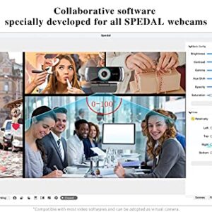 Spedal Streaming Webcam with Microphone, Software 1080P Full HD H.264 USB Computer Web Camera for Desktop Laptop Video Calling, Software can Support Windows/Mac OS