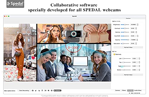 Spedal Streaming Webcam with Microphone, Software 1080P Full HD H.264 USB Computer Web Camera for Desktop Laptop Video Calling, Software can Support Windows/Mac OS
