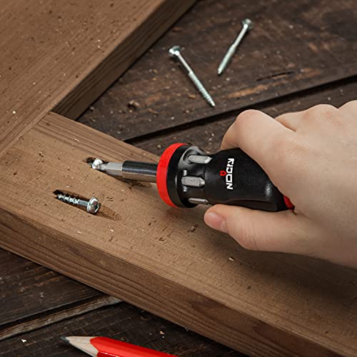 NoCry Stubby Ratcheting Screwdriver Kit with 14-in-1 Mini Bit Set including Flathead, Hex, Torx, Square and Pozidriv Tips