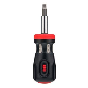 NoCry Stubby Ratcheting Screwdriver Kit with 14-in-1 Mini Bit Set including Flathead, Hex, Torx, Square and Pozidriv Tips