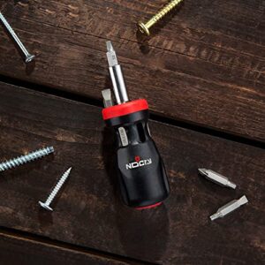 NoCry Stubby Ratcheting Screwdriver Kit with 14-in-1 Mini Bit Set including Flathead, Hex, Torx, Square and Pozidriv Tips