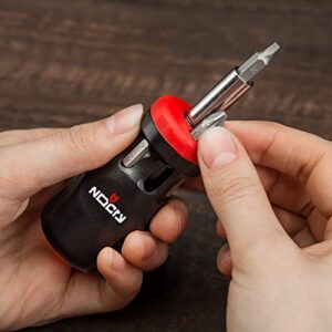 NoCry Stubby Ratcheting Screwdriver Kit with 14-in-1 Mini Bit Set including Flathead, Hex, Torx, Square and Pozidriv Tips