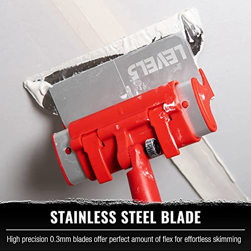 Drywall Skimming Blade Set - 10", 24" & 32" Blades + 37" - 63" Extension Handle | LEVEL5 | Pro-Grade | Extruded Aluminum & European Stainless Steel Construction | High-Impact End Caps | 5-441