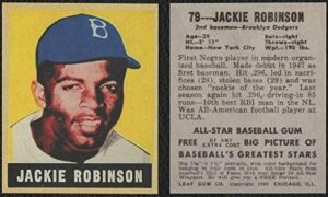 1949 leaf #79 jackie robinson rookie card brooklyn dodgers hof reprint - baseball card