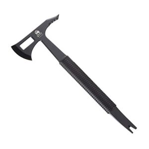 luna tech, ltk9501, dave young combat breaching tool, 16.75in. full length tang tomahawk, tpr handle, includes black sheath with molle system
